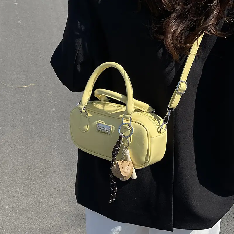 Women's Brown Leather Bowling Bag Shoulder Crossbody 2025 - Image 9