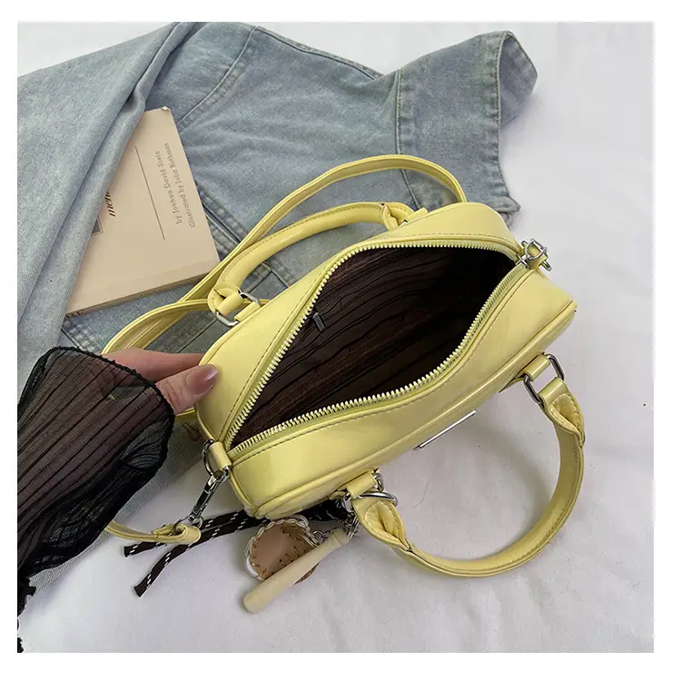Women's Brown Leather Bowling Bag Shoulder Crossbody 2025 — feature 10