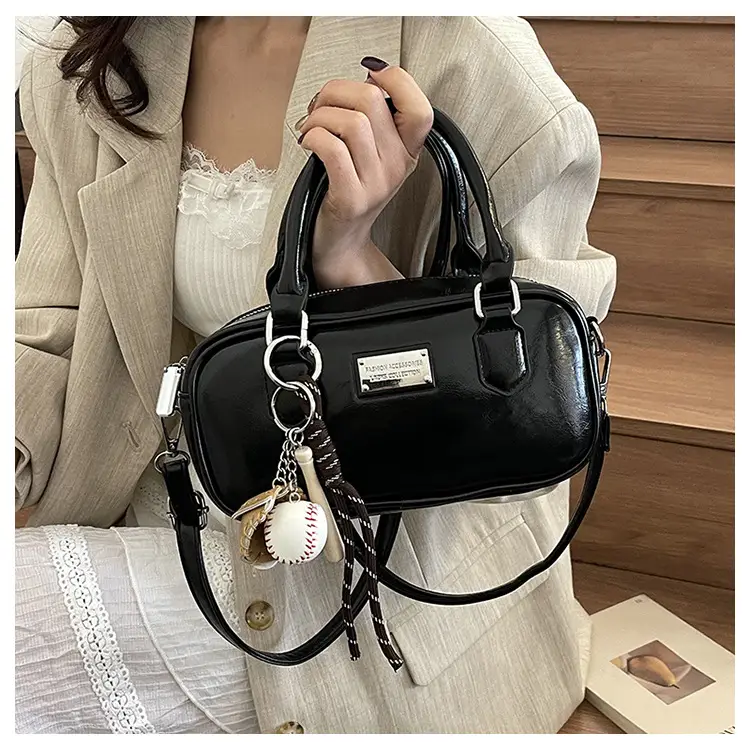 Women's Brown Leather Bowling Bag Shoulder Crossbody 2025 — feature 15