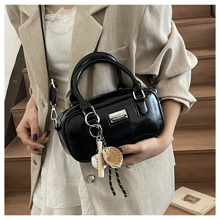 Women's Brown Leather Bowling Bag Shoulder Crossbody 2025 — feature 17