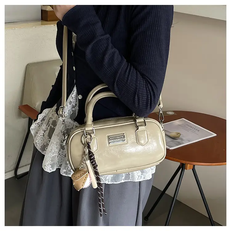 Women's Brown Leather Bowling Bag Shoulder Crossbody 2025 — feature 22