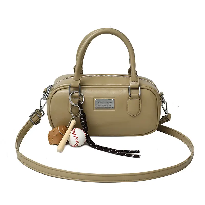Women's Brown Leather Bowling Bag Shoulder Crossbody 2025 - Image 2
