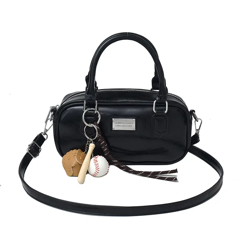 Women's Brown Leather Bowling Bag Shoulder Crossbody 2025 - Image 3
