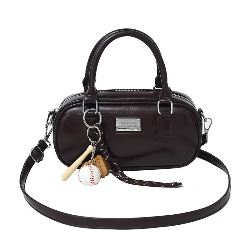 Women's Brown Leather Bowling Bag Shoulder Crossbody 2025 - Image 5