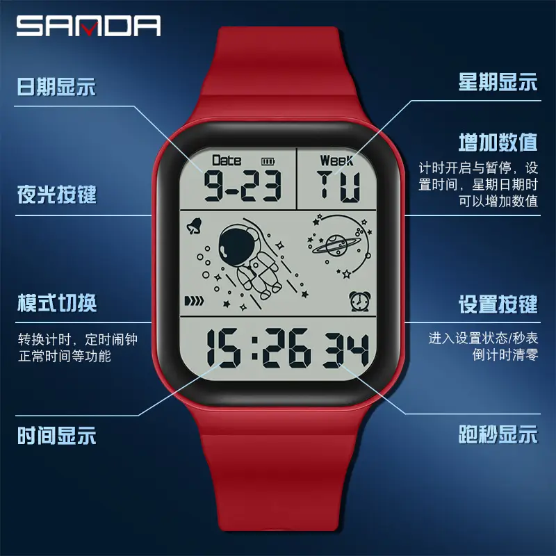 Sanda Astronaut Digital Watch Men Women Detachable Strap - Image 14