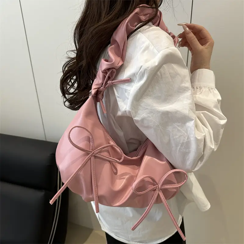 White Pleated Crossbody Bag for Women 2025 Spring