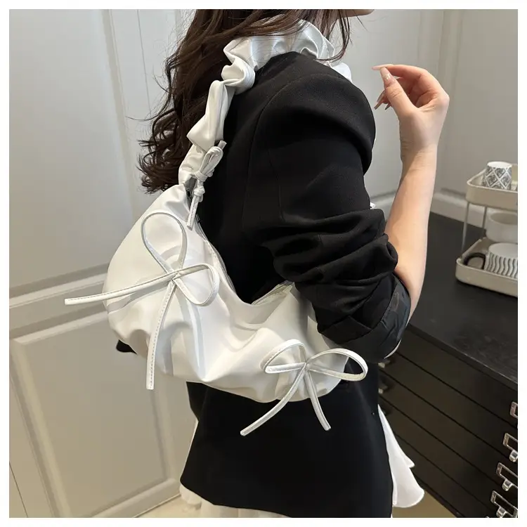 White Pleated Crossbody Bag for Women 2025 Spring — feature 10