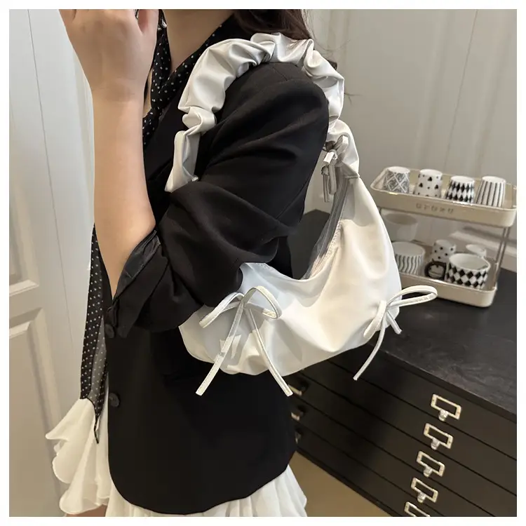 White Pleated Crossbody Bag for Women 2025 Spring — feature 11