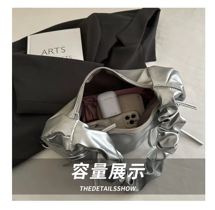 White Pleated Crossbody Bag for Women 2025 Spring — feature 8