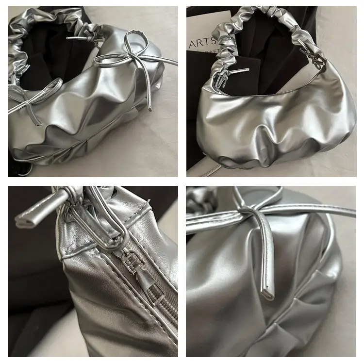 White Pleated Crossbody Bag for Women 2025 Spring — feature 9