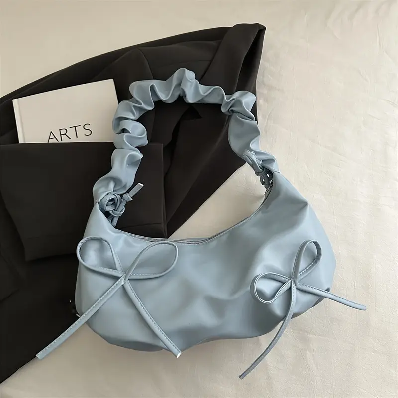 White Pleated Crossbody Bag for Women 2025 Spring