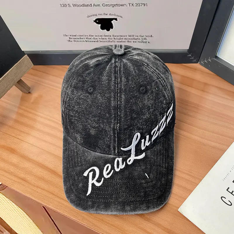 Grey Embroidered Denim Cap 546cm - Image 10