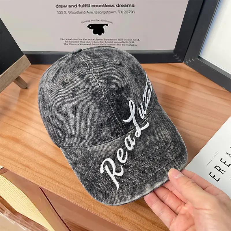 Grey Embroidered Denim Cap 546cm — feature 23