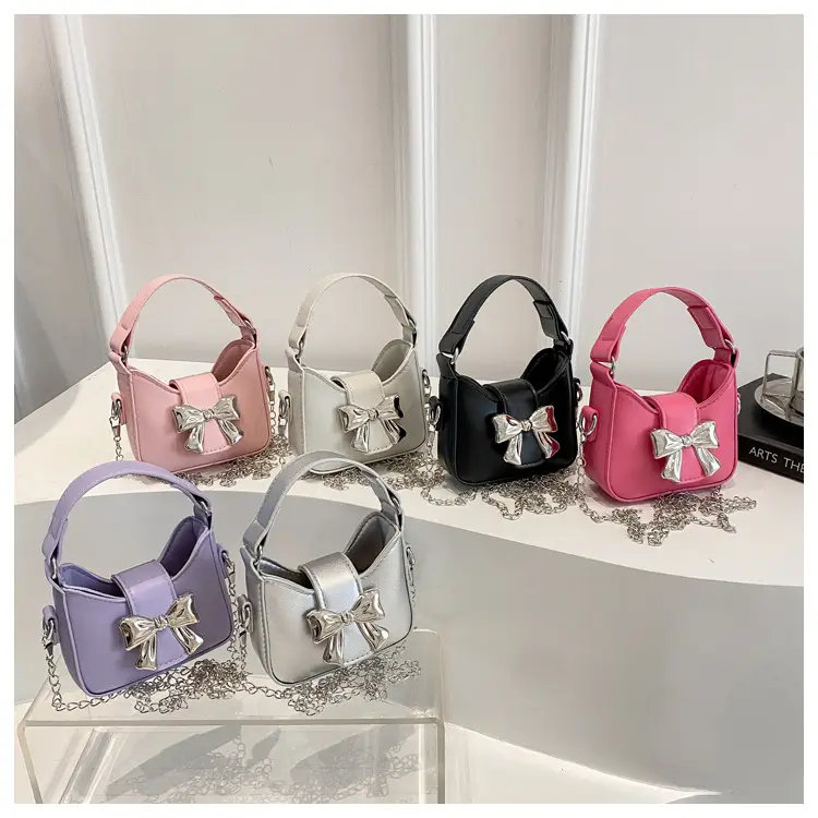 Purple Mini Chain Bow Handbag for Women — feature 16