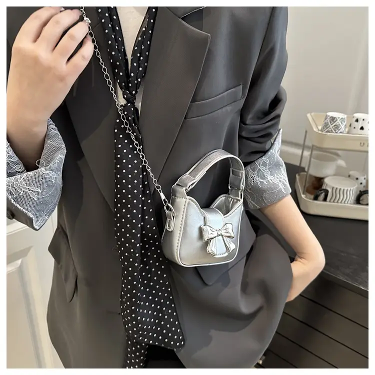 Purple Mini Chain Bow Handbag for Women — feature 18