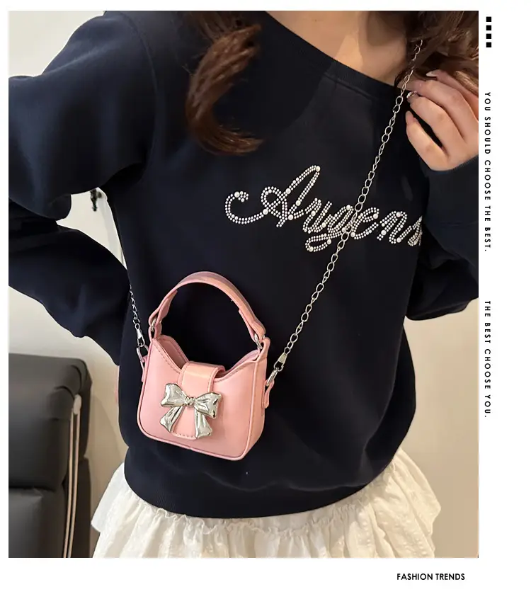 Purple Mini Chain Bow Handbag for Women — feature 2