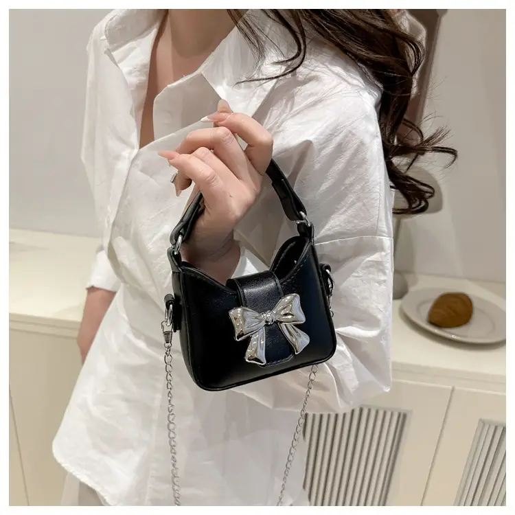 Purple Mini Chain Bow Handbag for Women — feature 33