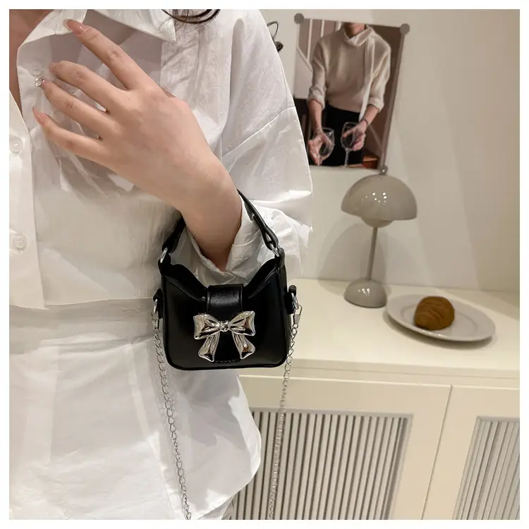 Purple Mini Chain Bow Handbag for Women — feature 36