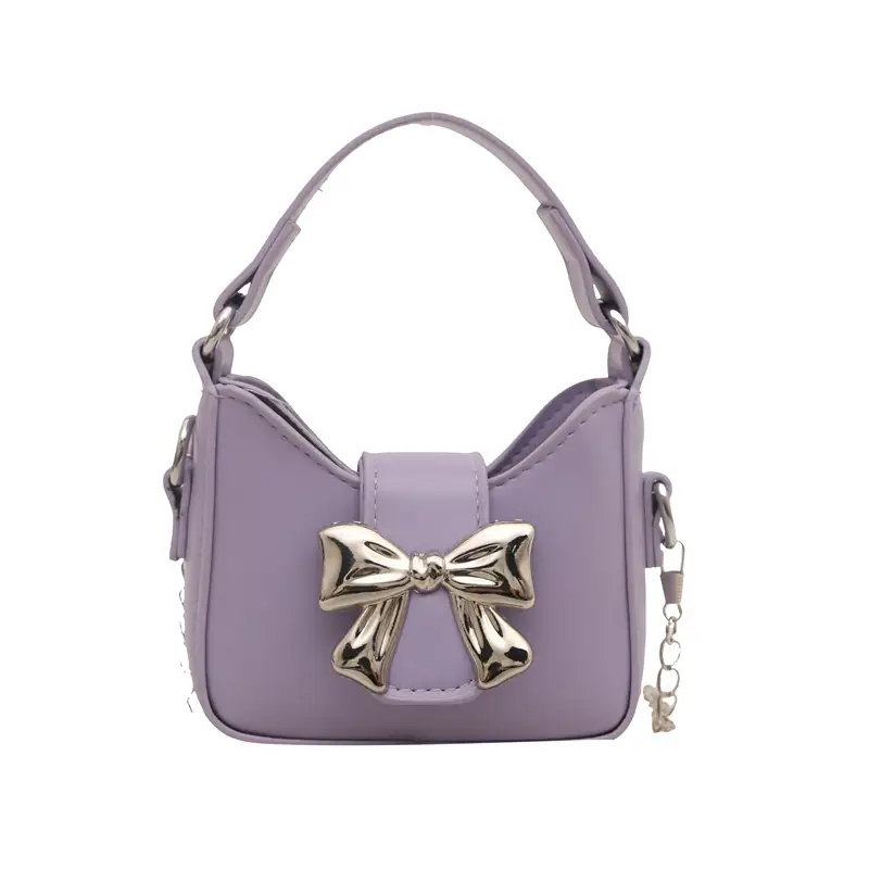 Purple Mini Chain Bow Handbag for Women - Image 3
