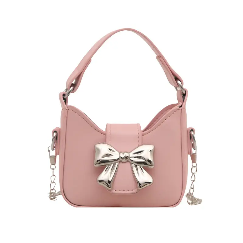 Purple Mini Chain Bow Handbag for Women - Image 4