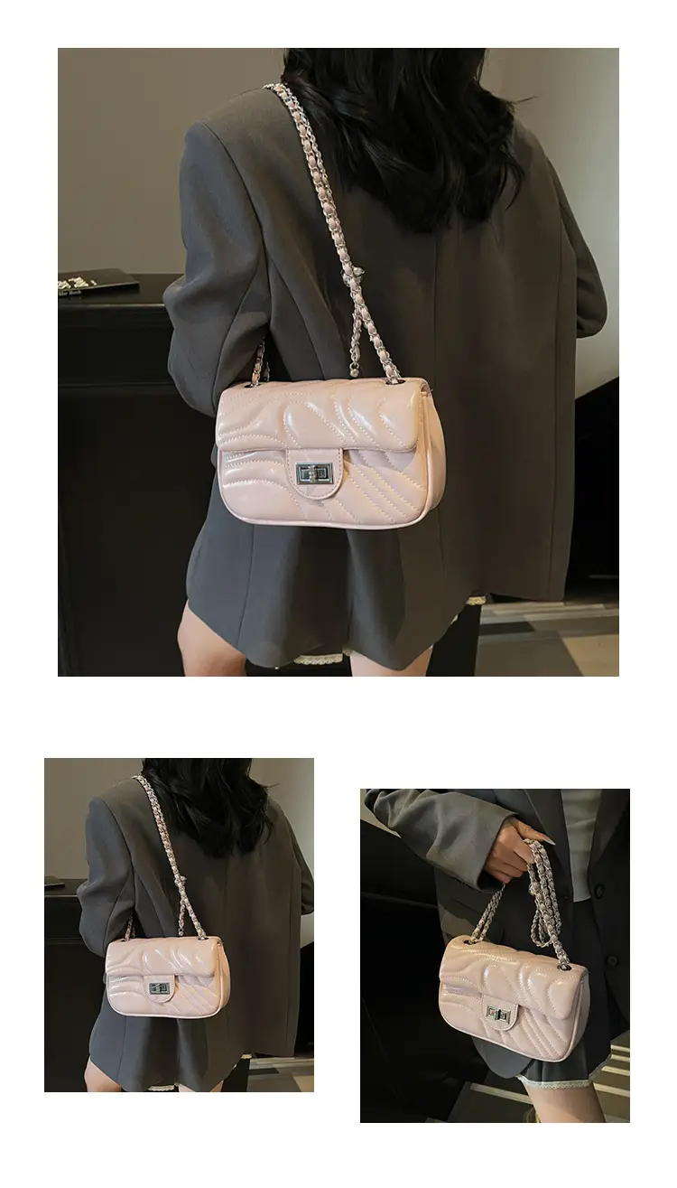 Light Green Embroidery Crossbody Bag with Silver Chain — feature 10