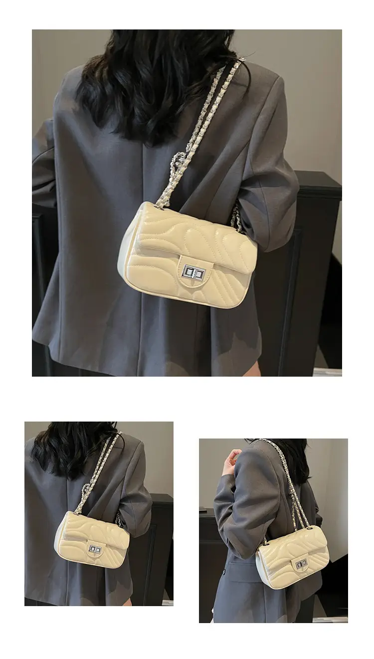 Light Green Embroidery Crossbody Bag with Silver Chain — feature 11