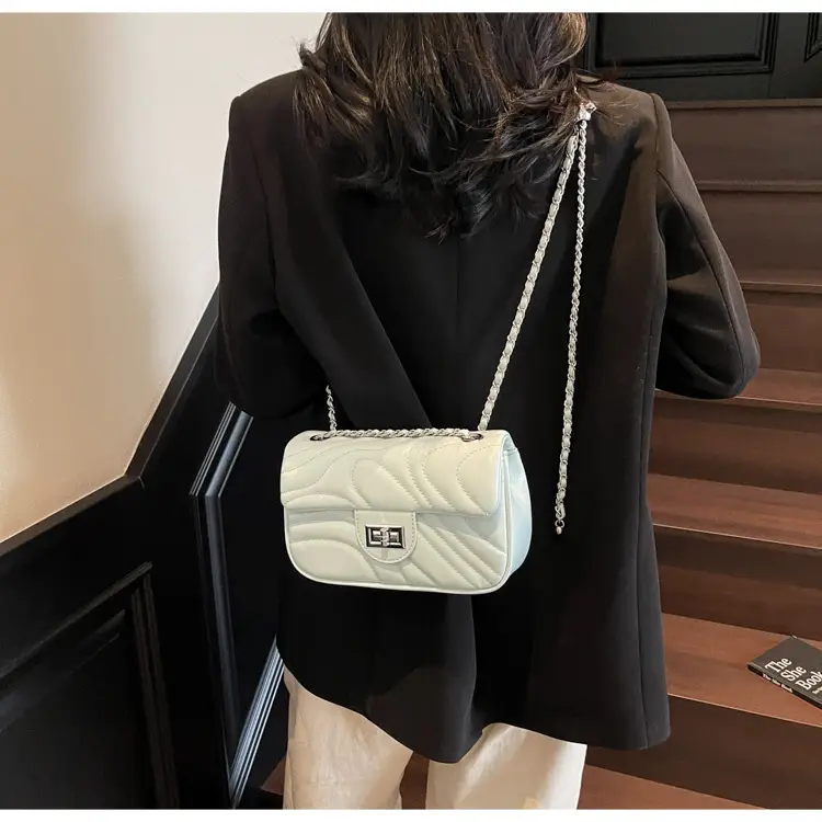 Light Green Embroidery Crossbody Bag with Silver Chain — feature 33