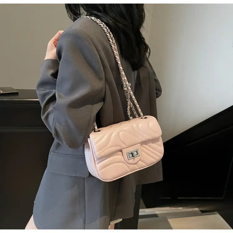 Light Green Embroidery Crossbody Bag with Silver Chain — feature 47