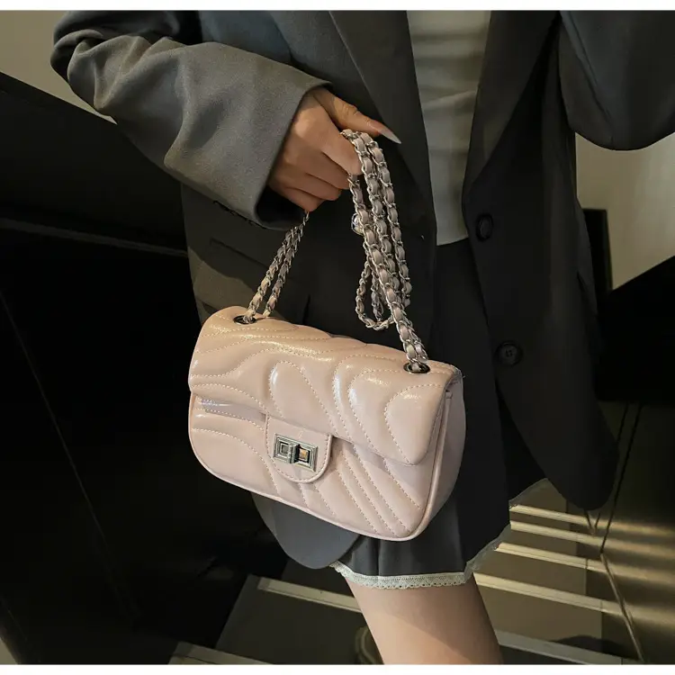 Light Green Embroidery Crossbody Bag with Silver Chain — feature 49