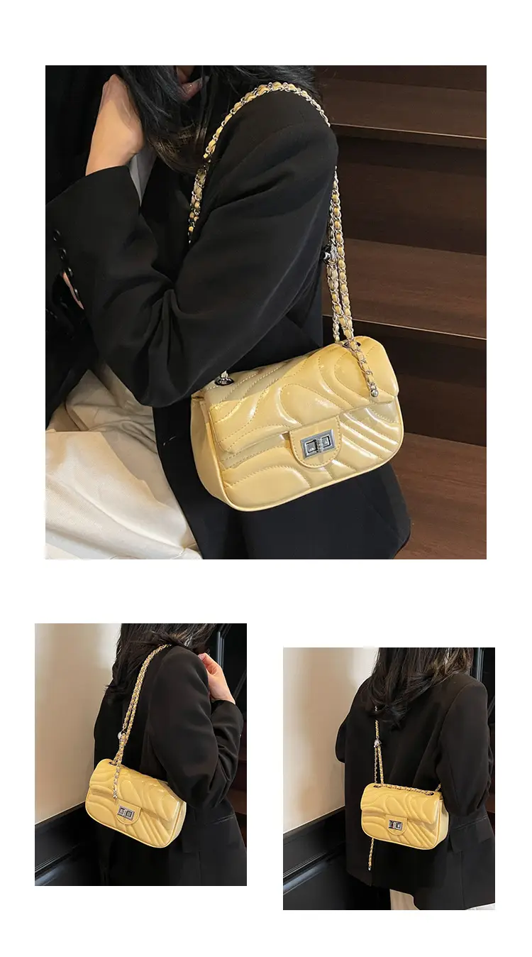 Light Green Embroidery Crossbody Bag with Silver Chain — feature 9