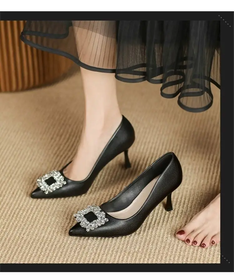 French-Style High Heels for Women, Stiletto Heels, 2026 Spring and Autumn New Style, Comfortable Pointed Toe, Elegant Professional Work Shoes, Rhinestone Single Shoes — feature 4