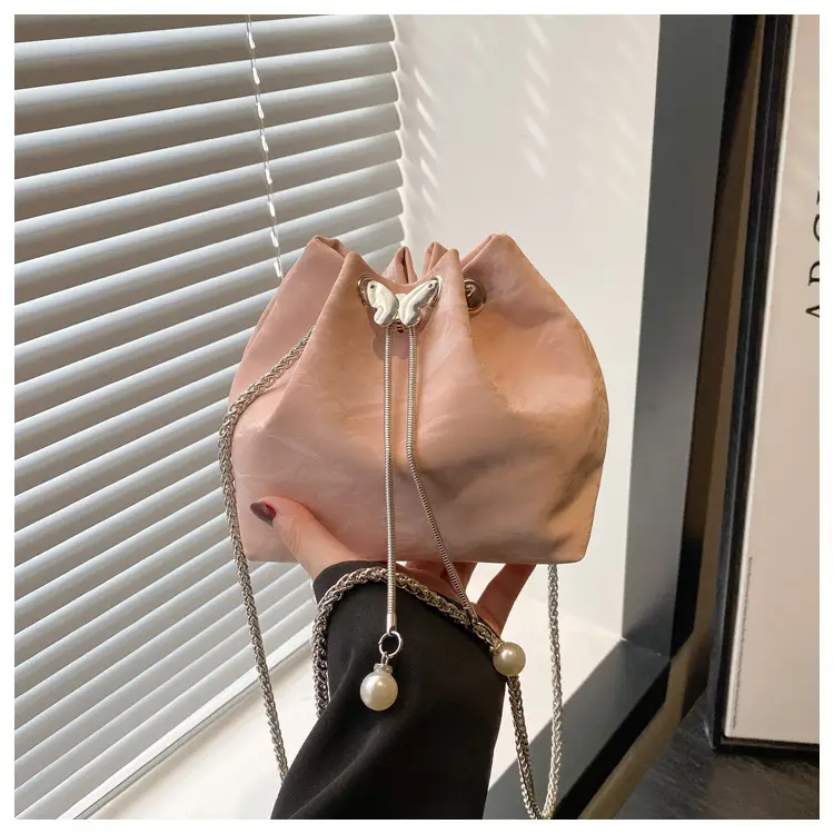 Silver Metal Satchel Bucket Bag for Women — feature 10