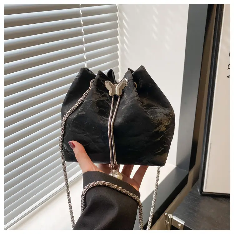 Silver Metal Satchel Bucket Bag for Women — feature 11