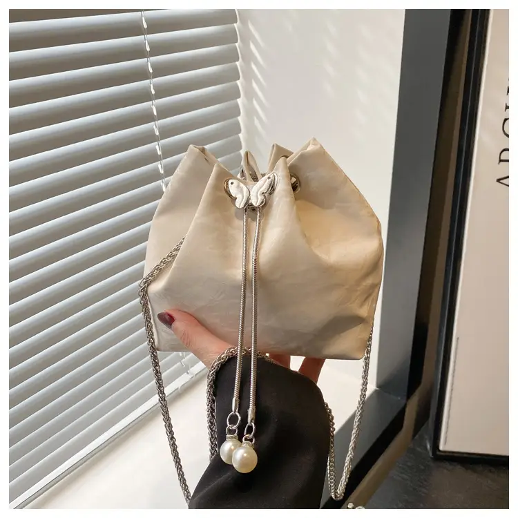 Silver Metal Satchel Bucket Bag for Women — feature 13