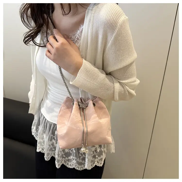 Silver Metal Satchel Bucket Bag for Women — feature 27