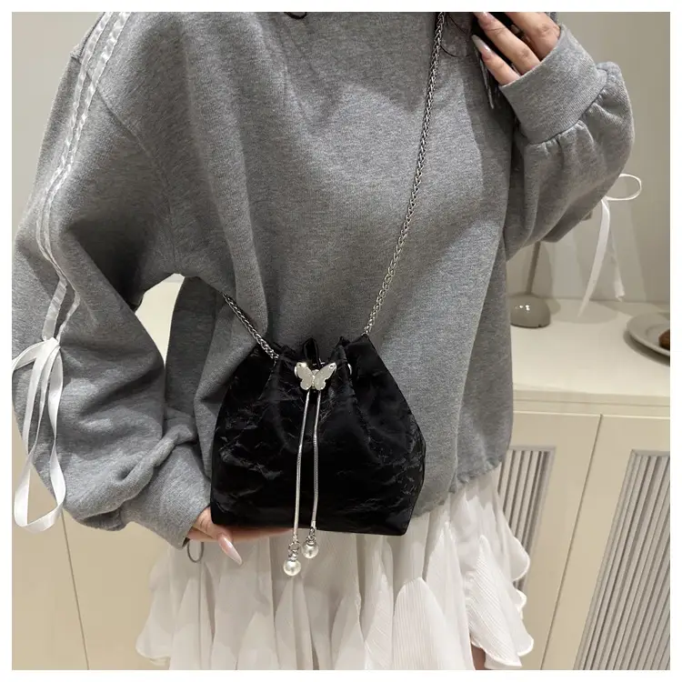 Silver Metal Satchel Bucket Bag for Women — feature 32