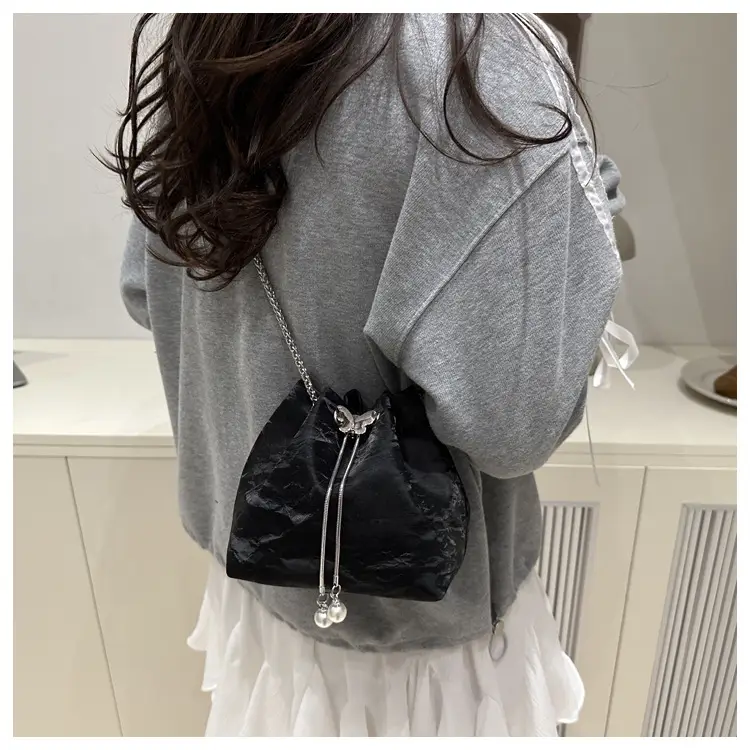 Silver Metal Satchel Bucket Bag for Women — feature 33