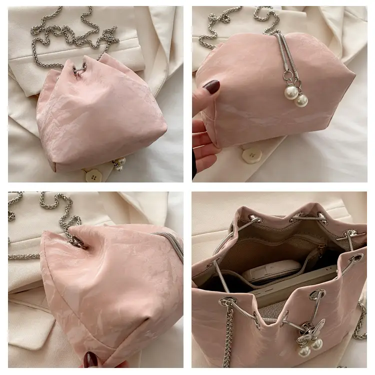 Silver Metal Satchel Bucket Bag for Women — feature 8