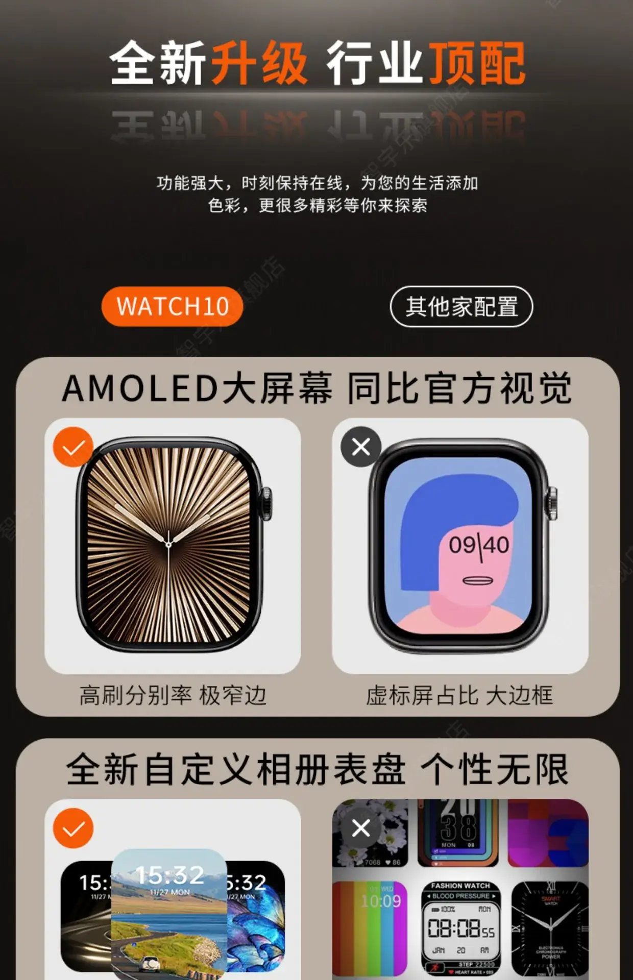 Huaqiang S10 Smart Watch Men Women Sports Watch with AMOLED Display — feature 1
