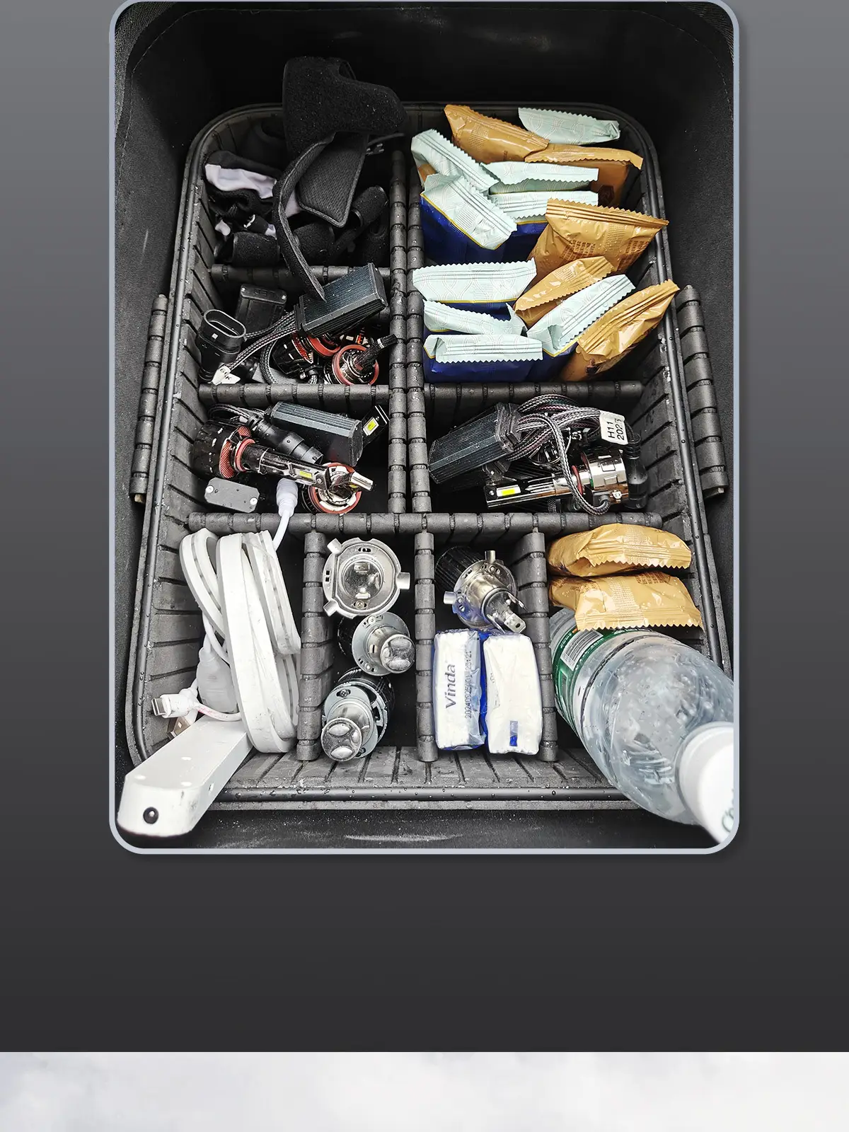 Motorcycle Tail Box Storage Partition 360mm Black — feature 12