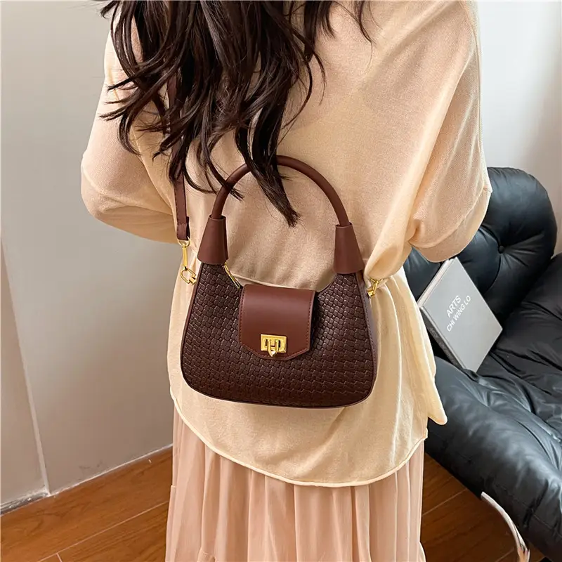 Women's French Crescent Shoulder Bag Beige White 2025 - Image 8