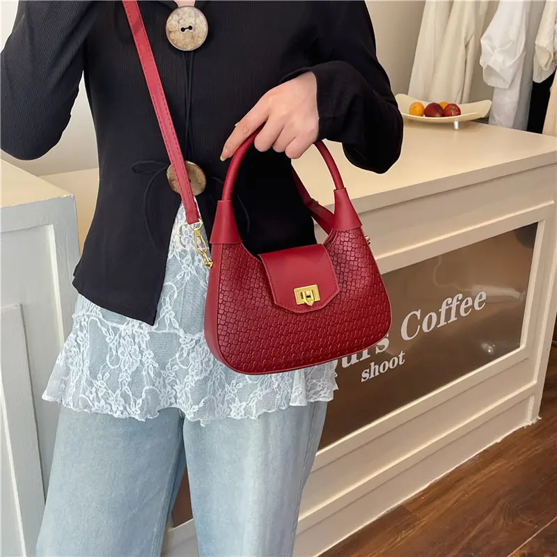Women's French Crescent Shoulder Bag Beige White 2025 - Image 9
