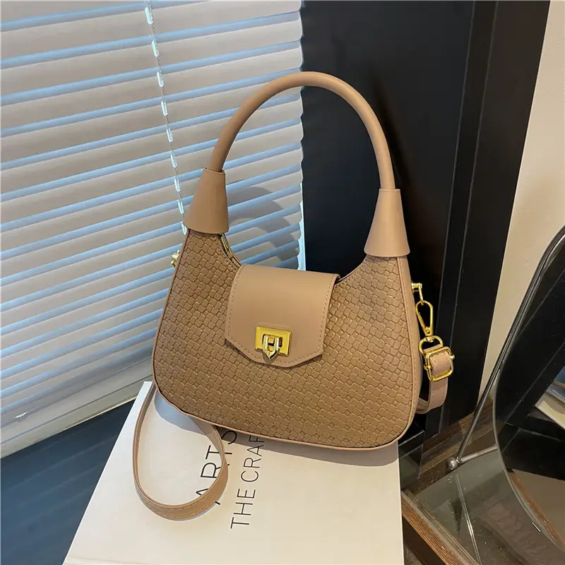 Women's French Crescent Shoulder Bag Beige White 2025 - Image 2