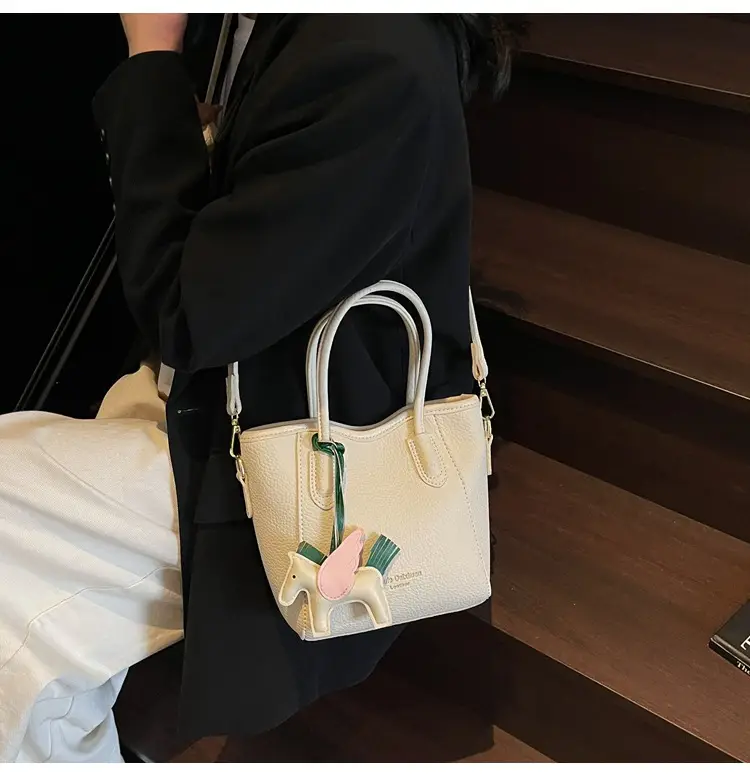 Women's Textured Bucket Bag Cream 2025 New Arrival — feature 32