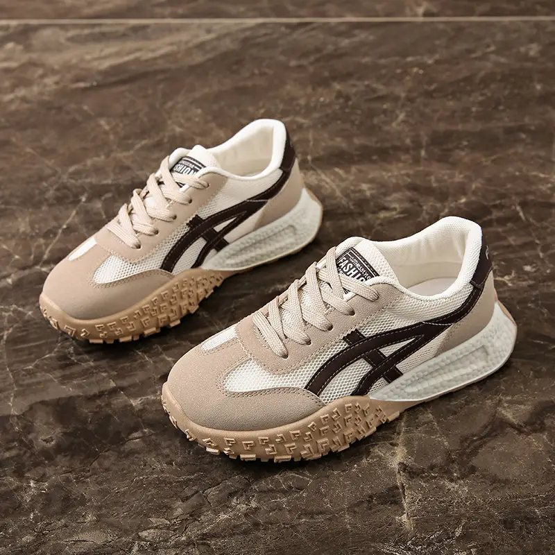Women Retro Flats Sports Training Shoes White Maroon