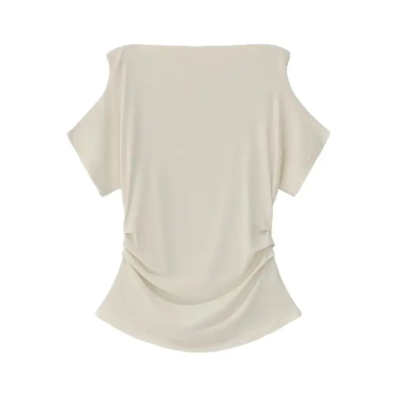 Super Touch Modal Cotton ~ One-Shoulder Collar Short-Sleeved T-Shirt for Women, Summer Design, Slim Off-Shoulder Slanted Shoulder Top, Trendy