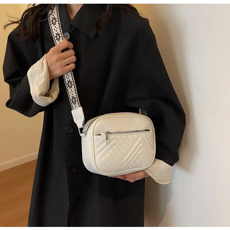 White Crossbody Bag with Leopard Strap for Women - Image 8