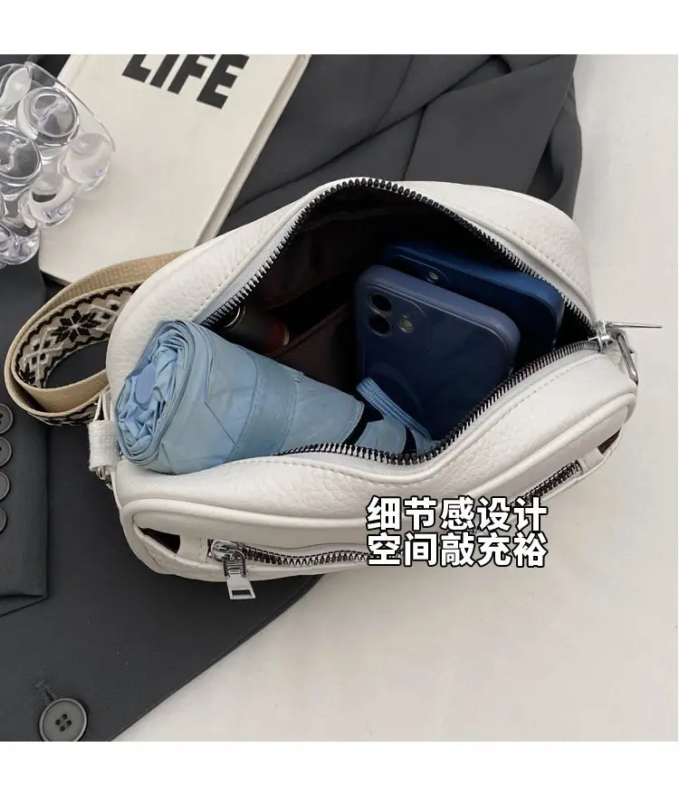 White Crossbody Bag with Leopard Strap for Women — feature 2
