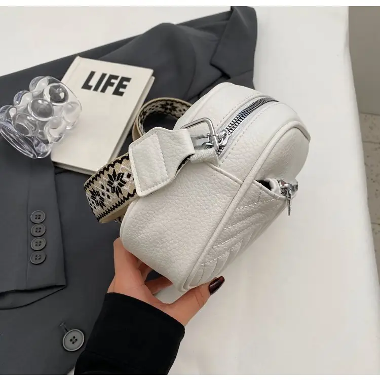 White Crossbody Bag with Leopard Strap for Women — feature 5