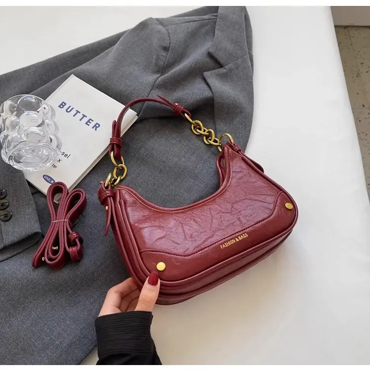 Women's Brown Leather Crossbody Bag with Gold Chain — feature 25